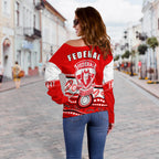 Federal Football Club Off Shoulder Sweater Indigenous | Vibehoodie.co