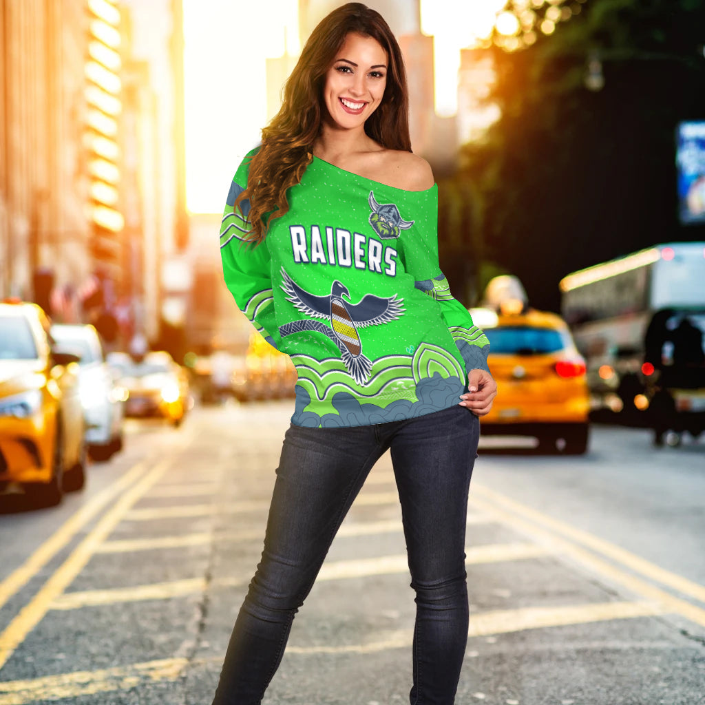 custom-personalised-raiders-indigenous-off-shoulder-sweater-canberra-the-milk-custom-text-and-number