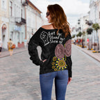 NAIDOC Week 2022 Women Off Shoulder Sweater Version Aboriginal Dot GET UP LT13