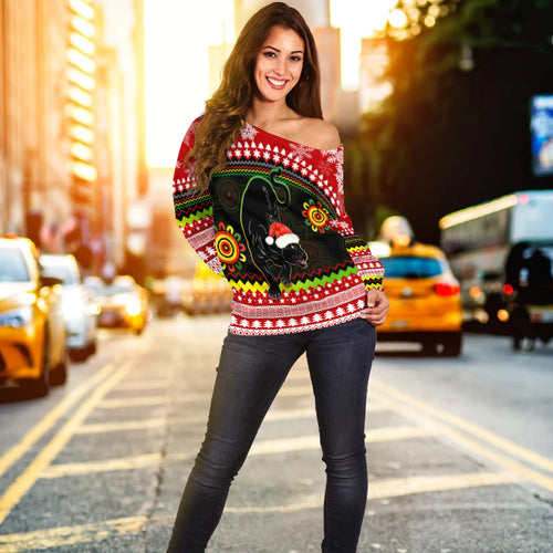 custom-personalised-panthers-christmas-off-shoulder-sweater-penrith-snow-mix-indigenous