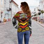 NAIDOC Week 2022 Women Off Shoulder Sweater Aboriginal GET UP STAND UP SHOW UP  LT13