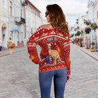 custom-personalised-australia-christmas-off-shoulder-sweater-aboriginal-kangaroo
