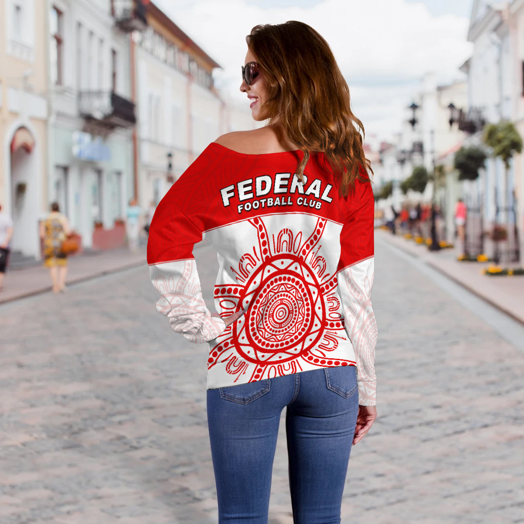 Federal Football Off Shoulder Sweater Indigenous Impressive| Vibehoodie.co