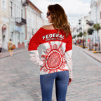 Federal Football Off Shoulder Sweater Indigenous Impressive| Vibehoodie.co
