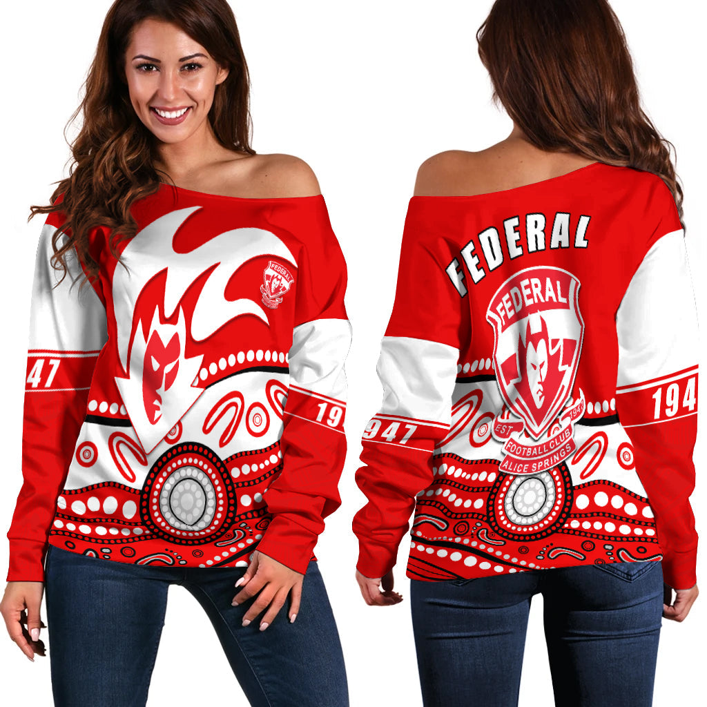 Federal Football Club Off Shoulder Sweater Indigenous | Vibehoodie.co