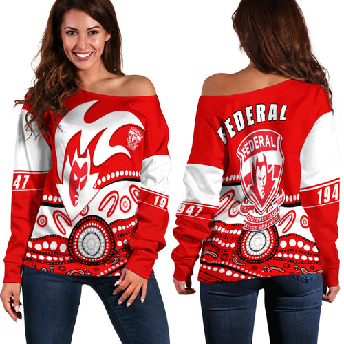 Federal Football Club Off Shoulder Sweater Indigenous | Vibehoodie.co