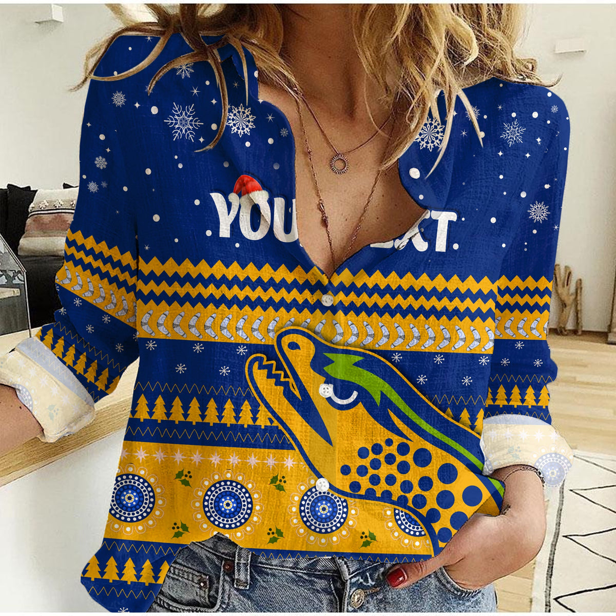 custom-personalised-eels-unique-women-casual-shirt-merry-christmas-parramatta