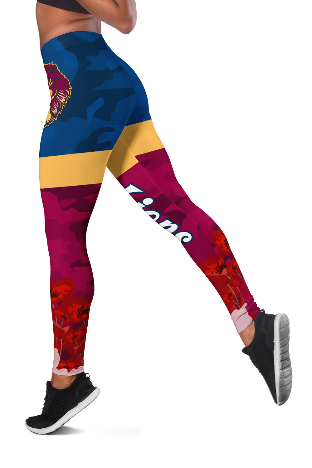 lions-anzac-2022-women-leggings-brisbane-brissie-poppy-flowers