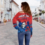 (Custom Personalised) Knights Anzac 2022 Women Off Shoulder Sweater Novocastrians Lest We Forget LT13