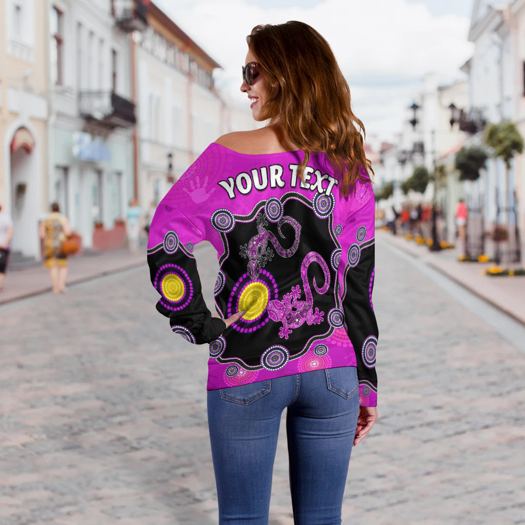 custom-personalised-aboriginal-lizard-off-shoulder-sweater-attracted-australia-version-purple