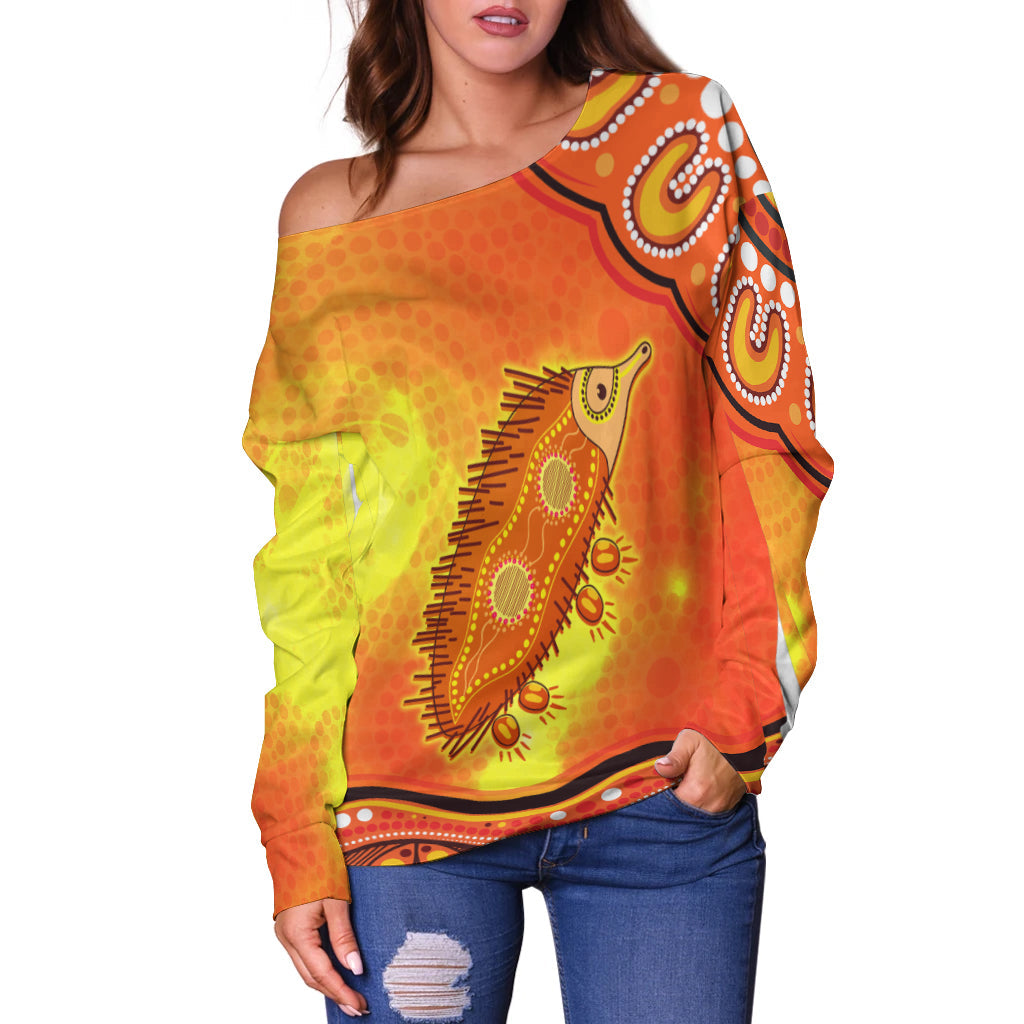 custom-personalised-echidna-aboriginal-off-shoulder-sweater-australian-animal