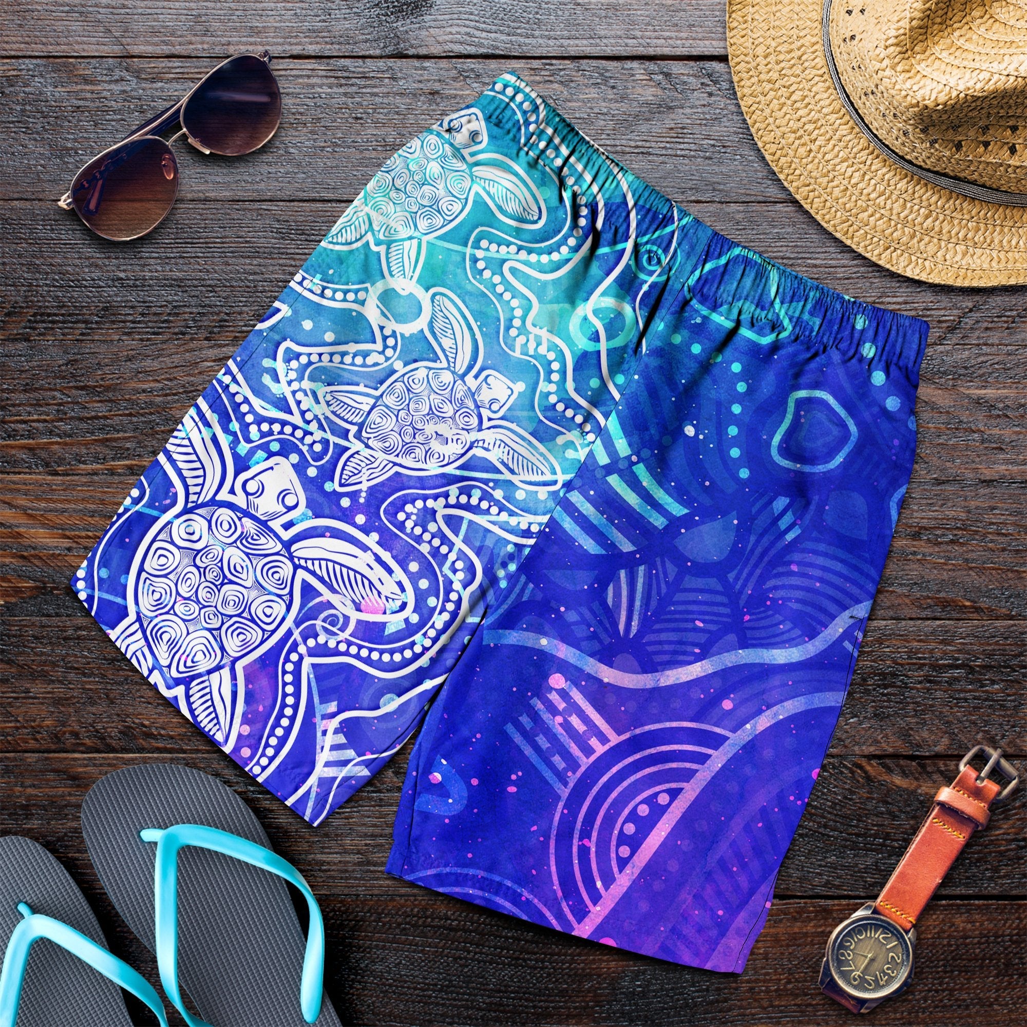 aboriginal-men-short-sea-turtle-with-indigenous-patterns-blue