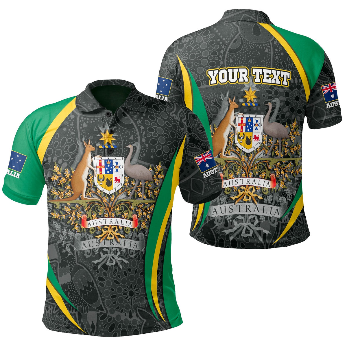 custom-text-polo-shirt-australian-coat-of-arms-aussie-spirit-green