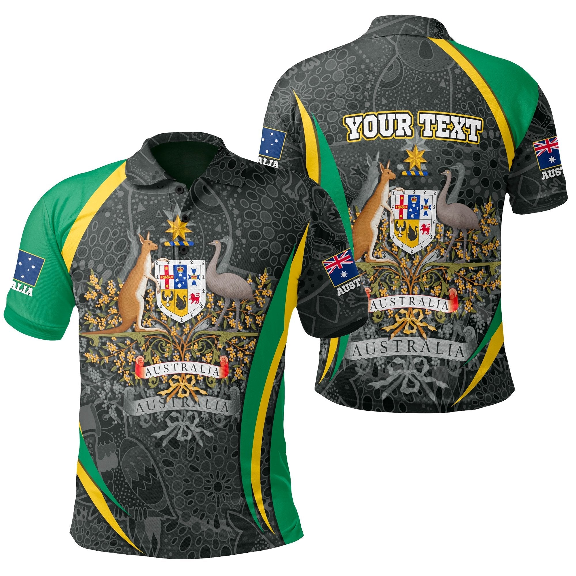 custom-text-polo-shirt-australian-coat-of-arms-aussie-spirit-green