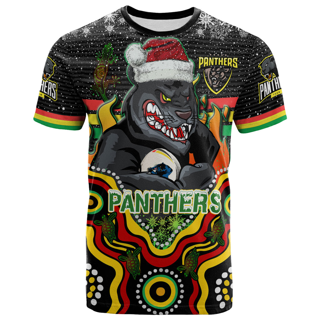 panthers-rugby-christmas-t-shirt-custom-christmas-indigenous-penrith-panthers-personalised-name-and-number-t-shirt