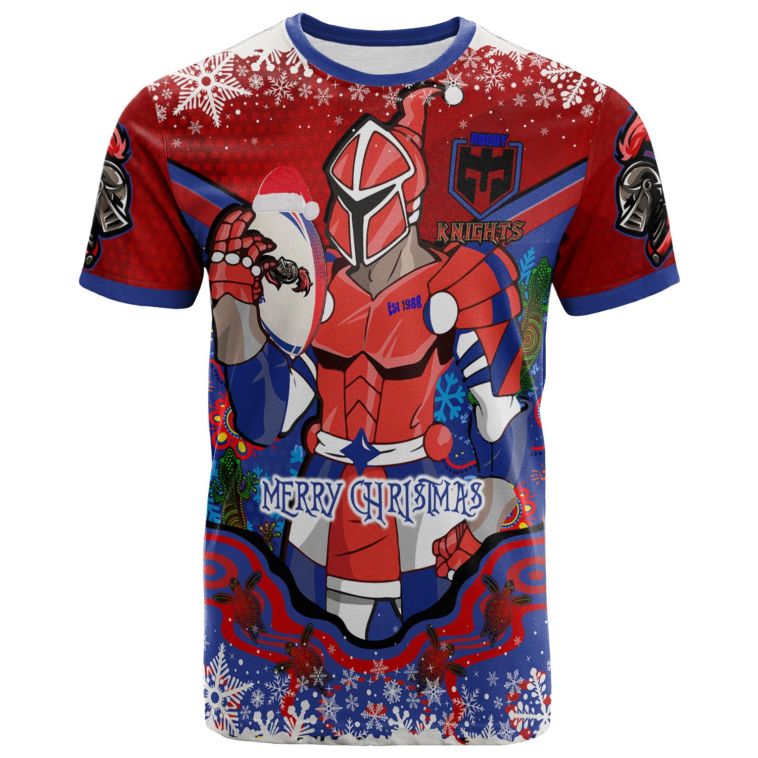 knights-rugby-christmas-t-shirt-custom-merry-christmas-newcastle-knights-indigenous-t-shirt