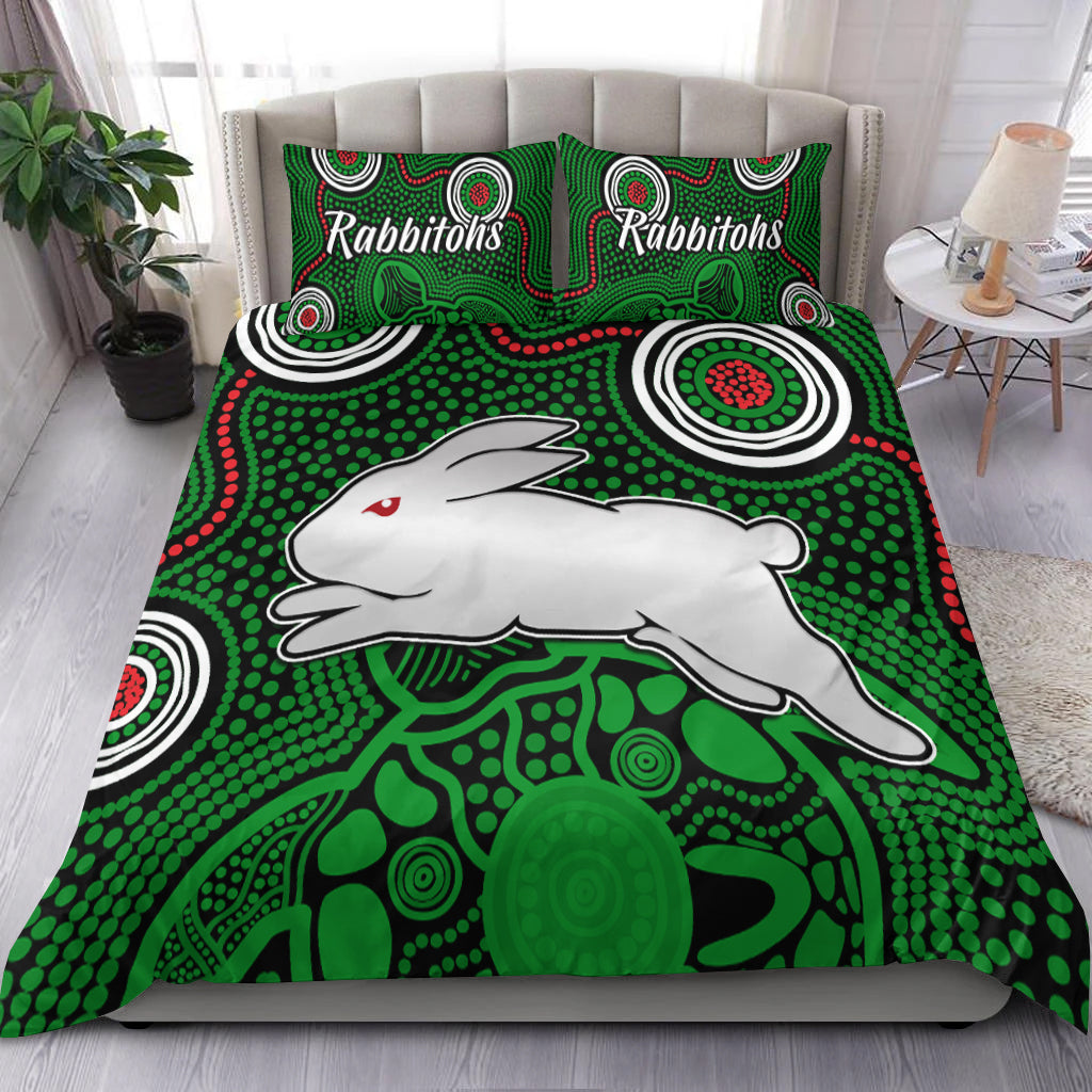 rabbitohs-indigenous-bedding-set-simple-green