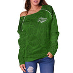 Maori 2021 Off Shoulder Sweater - Green Aotearoa Tattoo LT13 - Vibe Hoodie