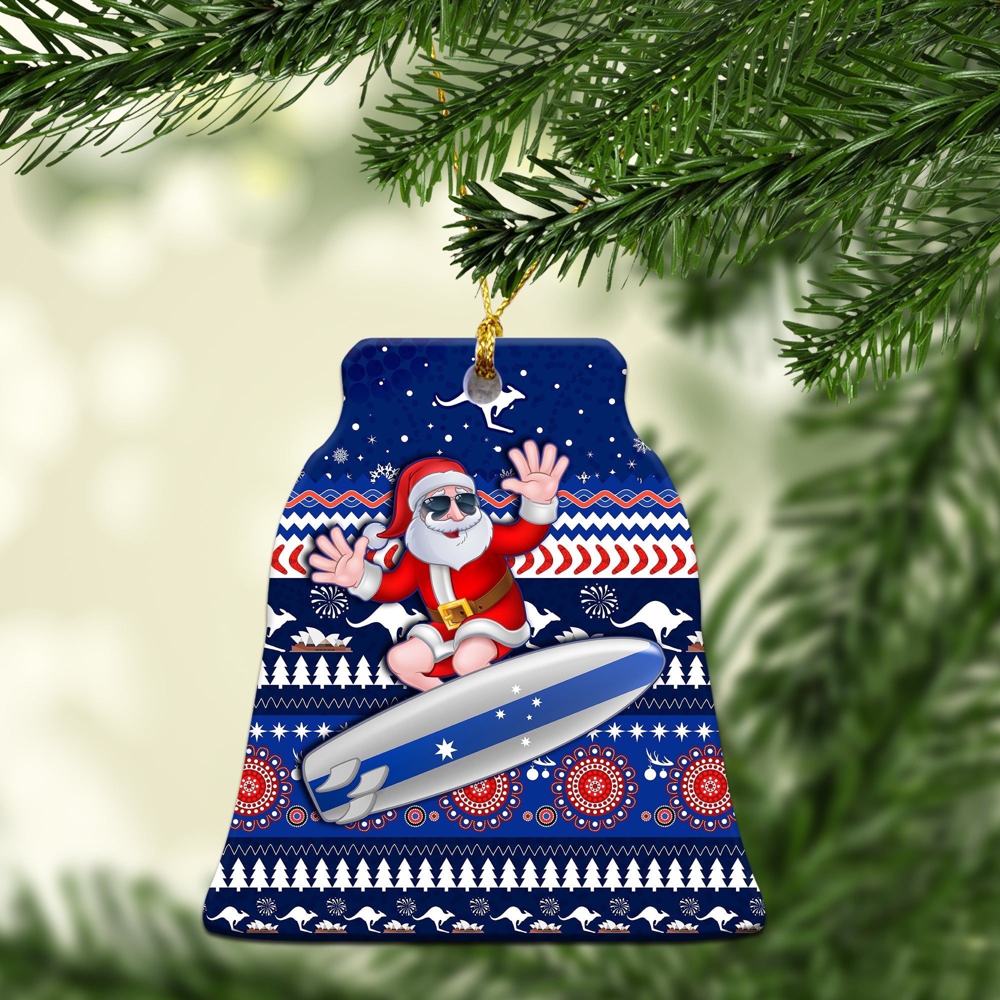 australia-christmas-christmas-ornament-aussie-aboriginal-santa-claus-is-surfing-with-kangaroo