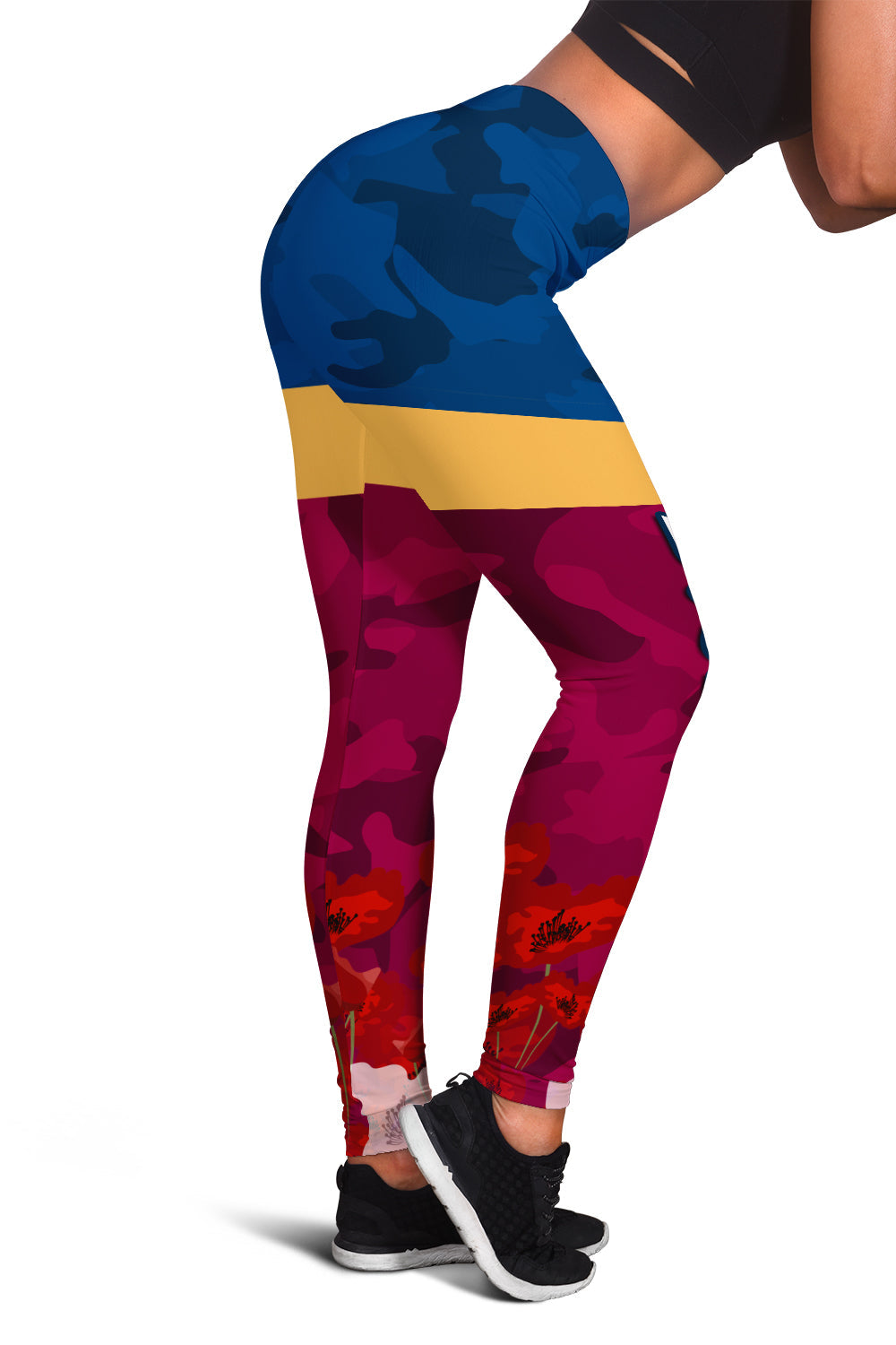 lions-anzac-2022-women-leggings-brisbane-brissie-poppy-flowers