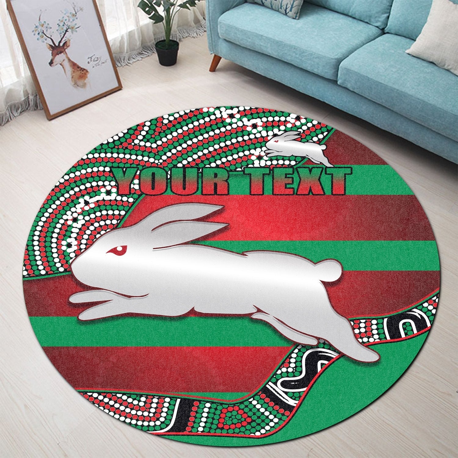 custom-personalised-rabbitohs-round-carpet-rugby-south-sydney-indigenous-charming