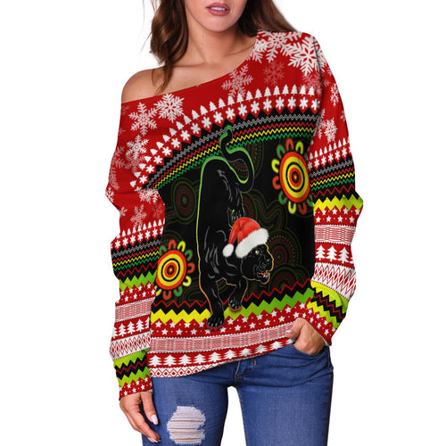 custom-personalised-panthers-christmas-off-shoulder-sweater-penrith-snow-mix-indigenous