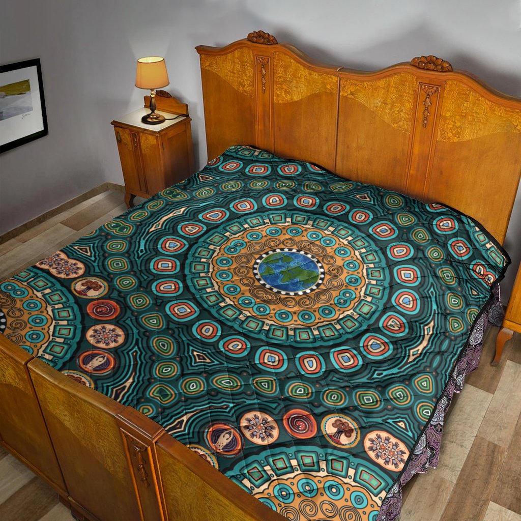 premium-quilt-aboriginal-green-dot-painting-with-earth