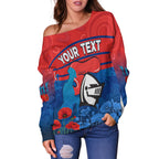 (Custom Personalised) Knights Anzac 2022 Women Off Shoulder Sweater Novocastrians Lest We Forget LT13