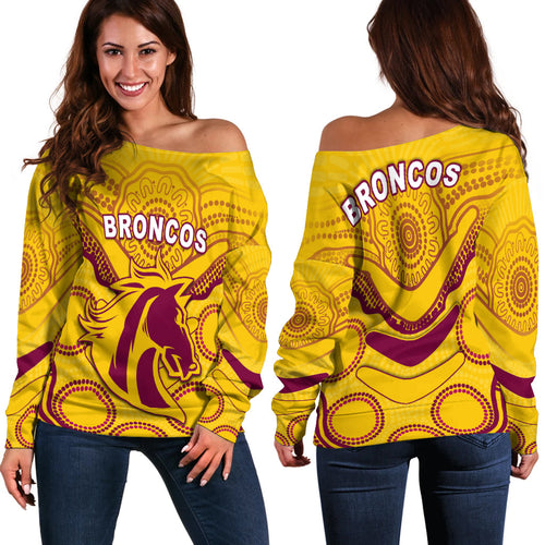 Broncos Indigenous Off Shoulder Sweater (Gold) LT13 - Vibe Hoodie