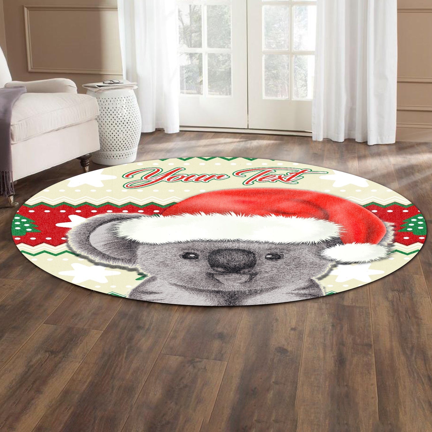 custom-personalised-australia-merry-christmas-round-carpet-koala-lovers