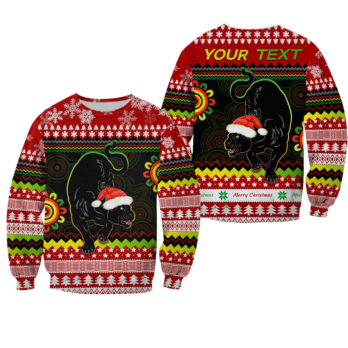 custom-personalised-panthers-christmas-sweatshirt-penrith-snow-mix-indigenous
