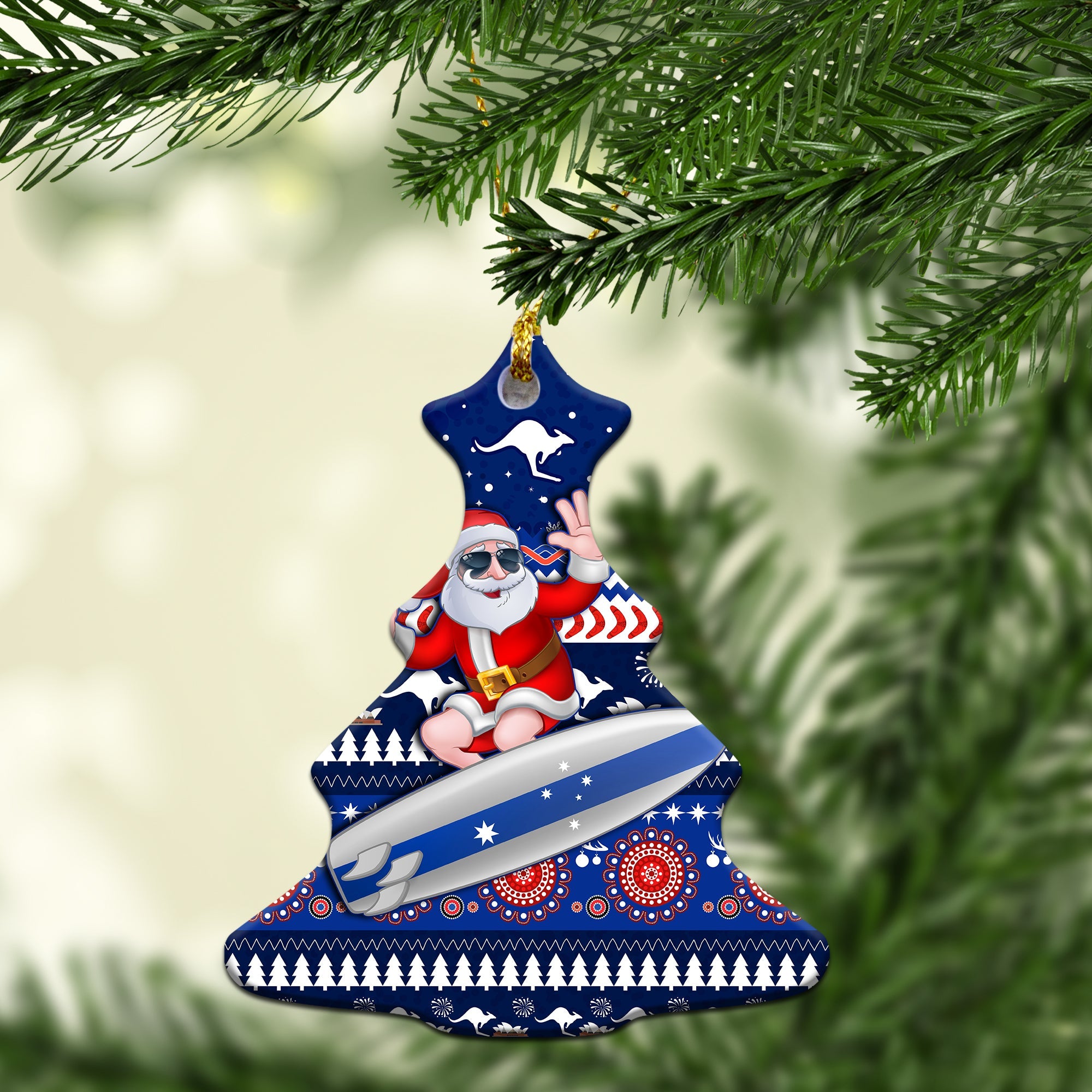 australia-christmas-christmas-ornament-aussie-aboriginal-santa-claus-is-surfing-with-kangaroo