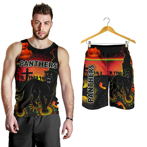 combo-men-tank-top-and-men-short-penrith-indigenous-panthers-anzac-day-lest-we-forget