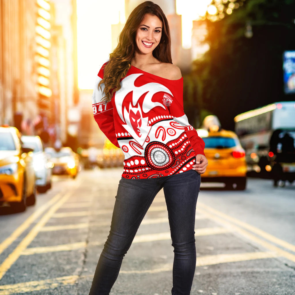 Federal Football Club Off Shoulder Sweater Indigenous | Vibehoodie.co