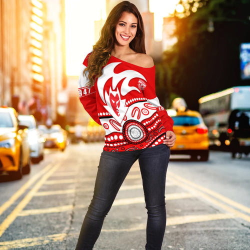 Federal Football Club Off Shoulder Sweater Indigenous | Vibehoodie.co
