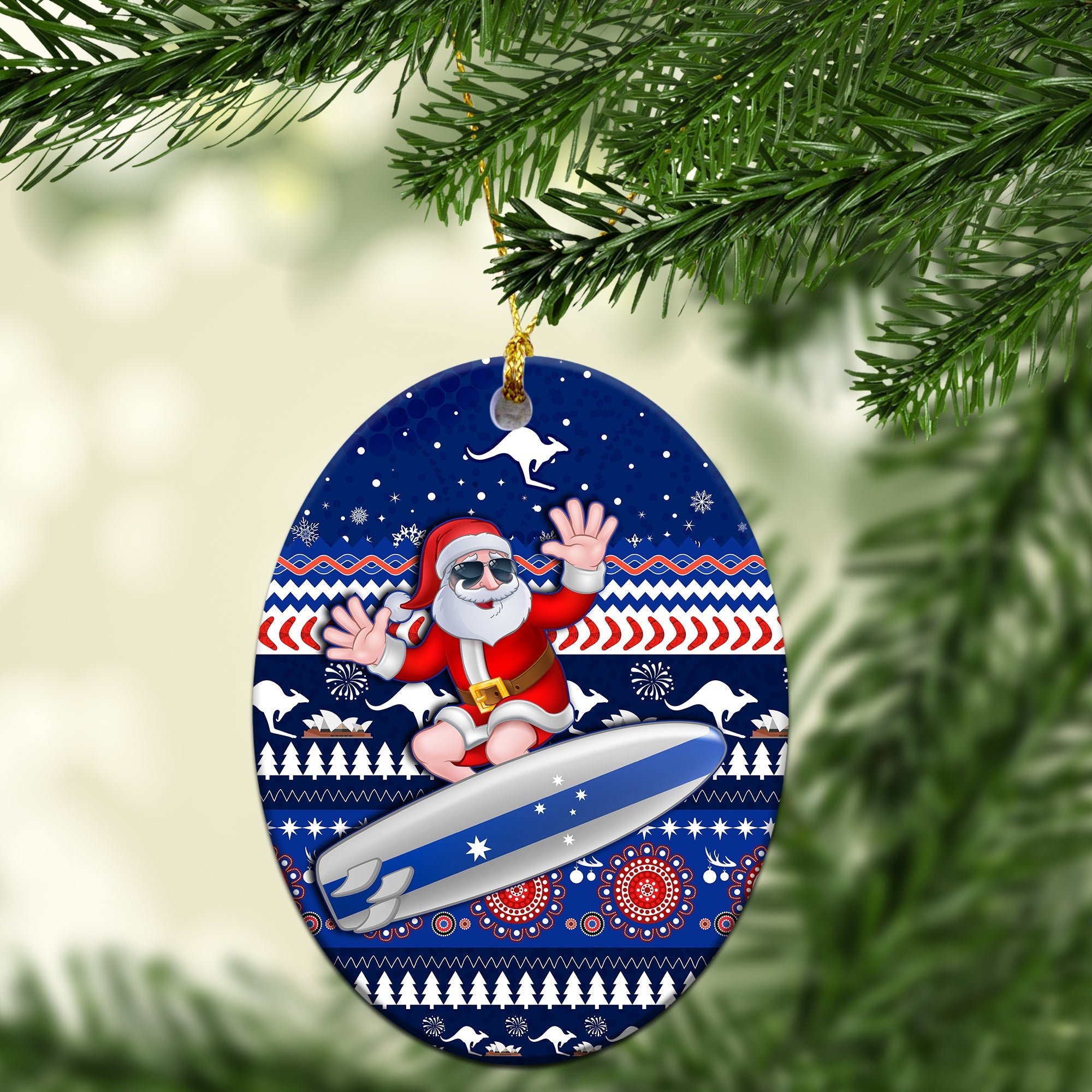 australia-christmas-christmas-ornament-aussie-aboriginal-santa-claus-is-surfing-with-kangaroo