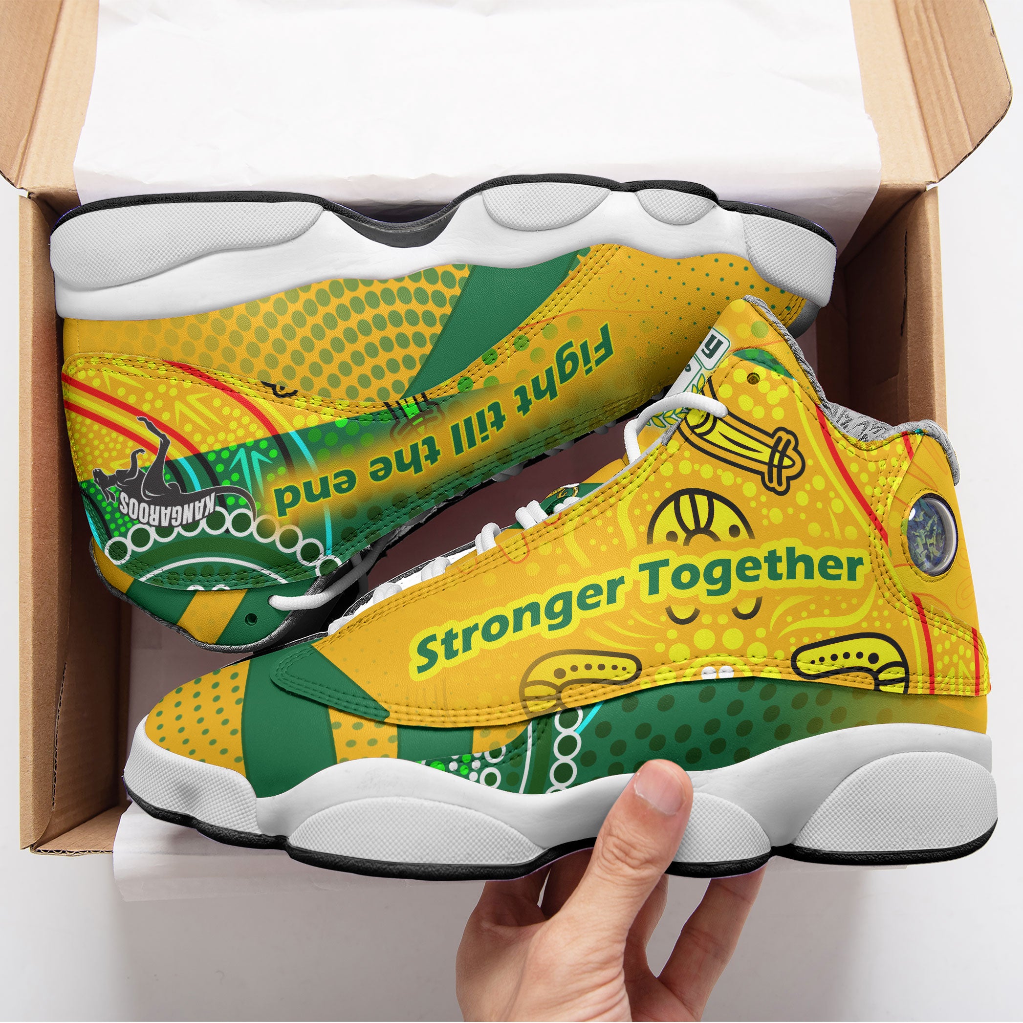 kangaroos-rugby-high-top-basketball-shoes-j13-kangaroos-mascot-stronger-together-high-top-sneakers-j13