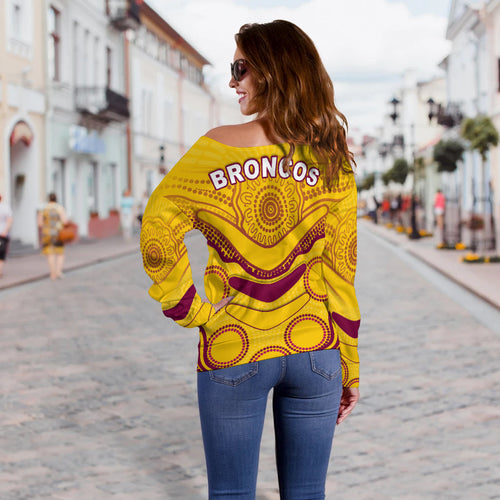 Broncos Indigenous Off Shoulder Sweater (Gold) LT13 - Vibe Hoodie