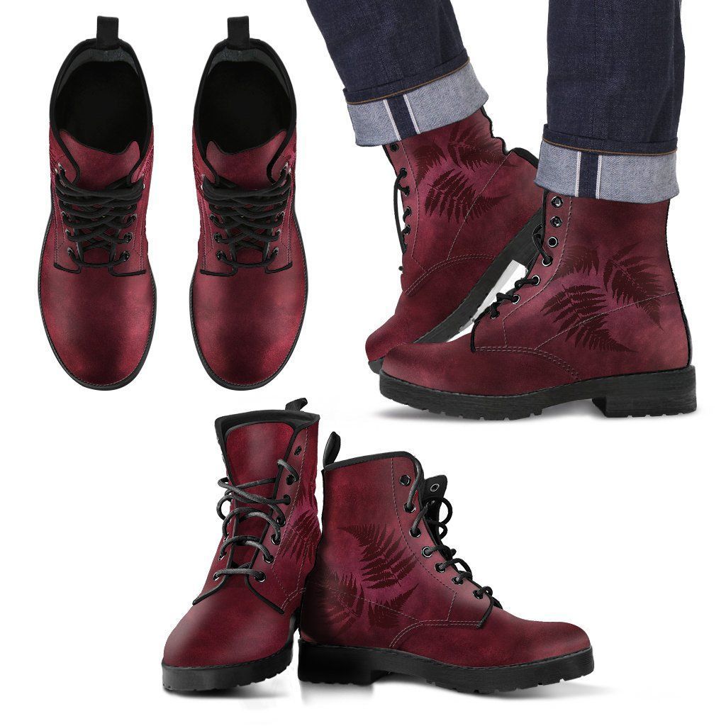 burgundy-new-zealand-fern-leather-boots