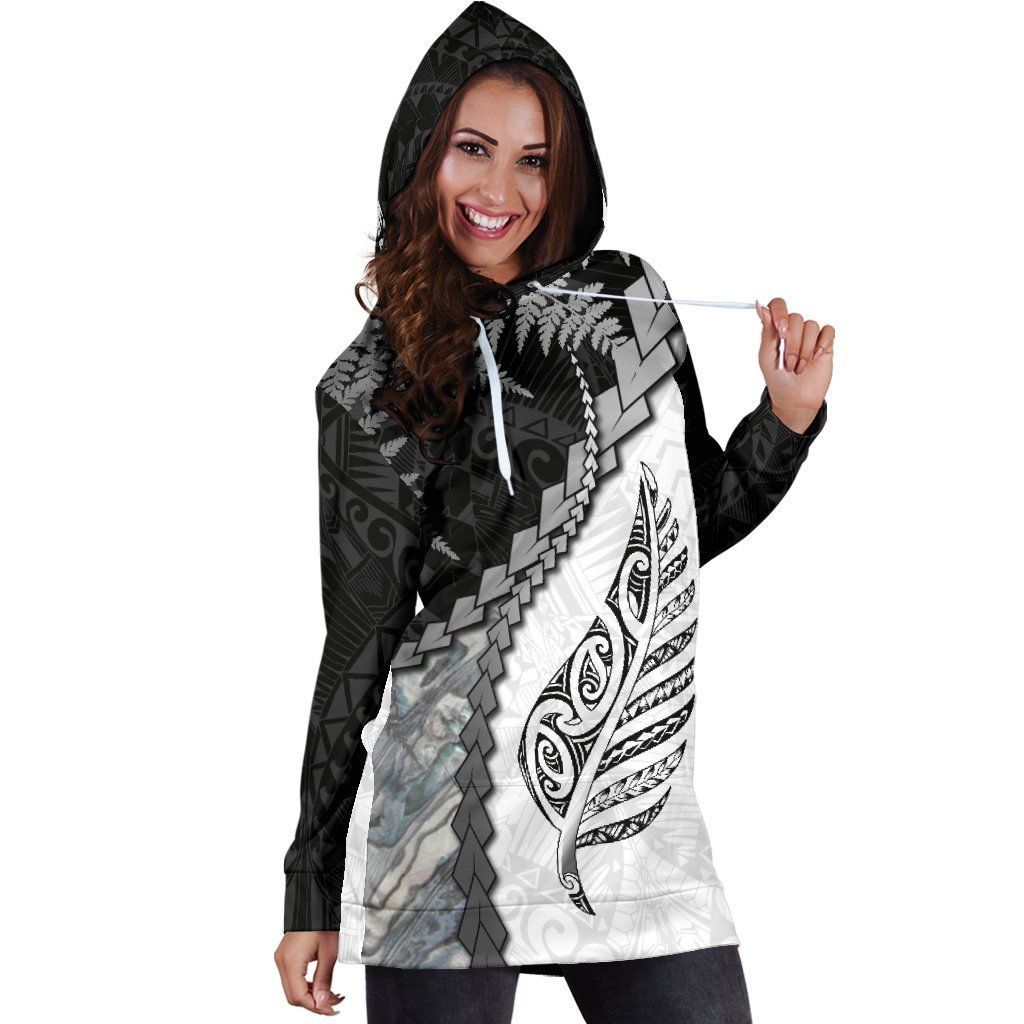 paua-shell-maori-silver-fern-womens-hoodie-dress-white