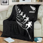 rugby-haka-fern-premium-blanket-black