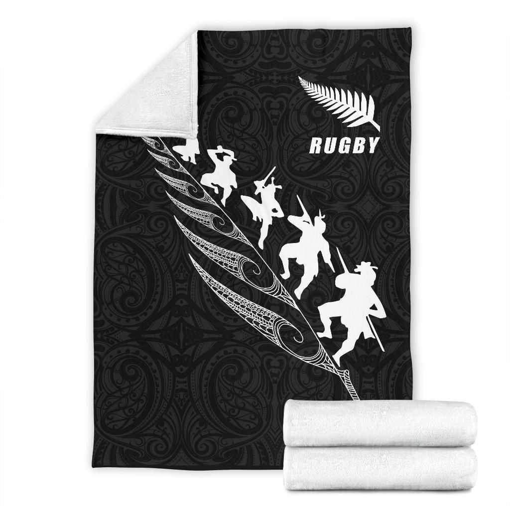 rugby-haka-fern-premium-blanket-black