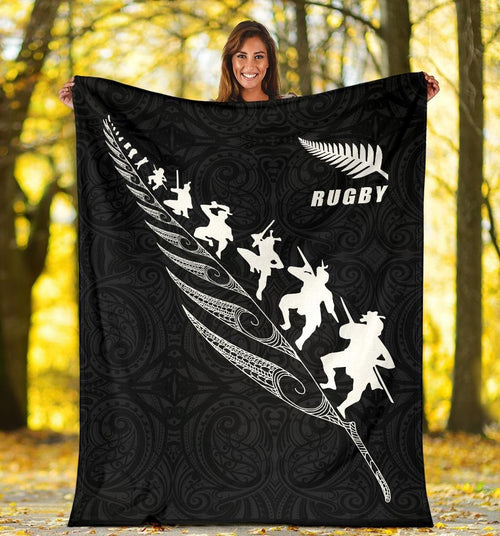 rugby-haka-fern-premium-blanket-black