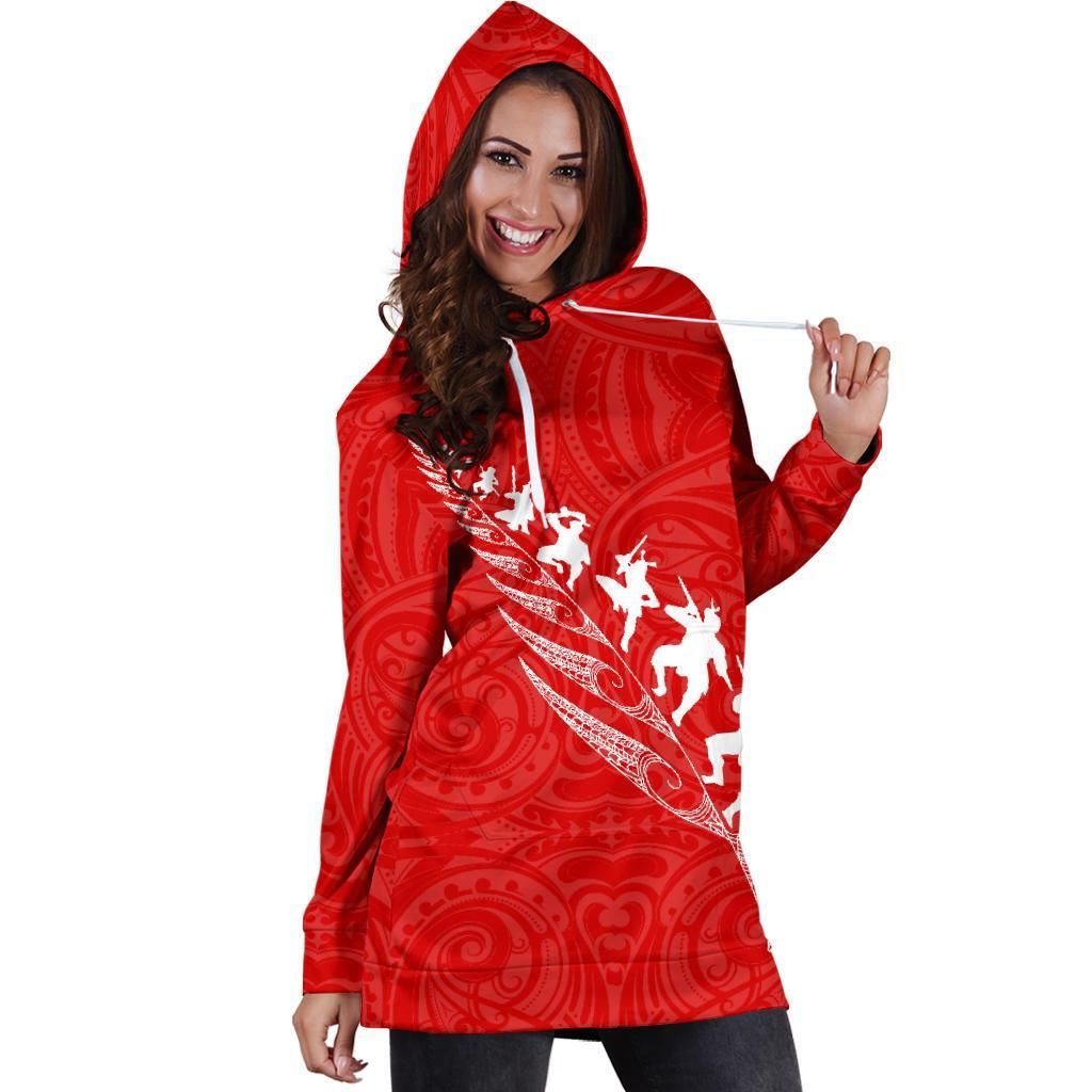 rugby-haka-fern-hoodie-dress-red