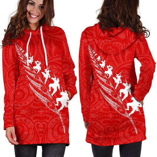 rugby-haka-fern-hoodie-dress-red