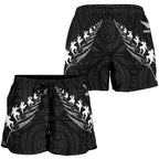 New Zealand Shorts, Rugby Haka Fern Women's All Over Print Board Shorts - Vibe Hoodie