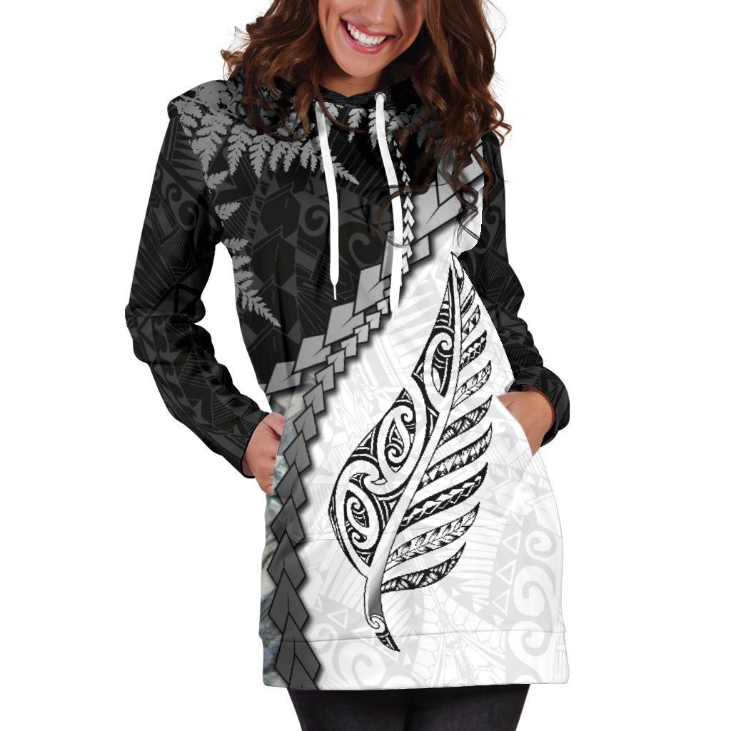 paua-shell-maori-silver-fern-womens-hoodie-dress-white