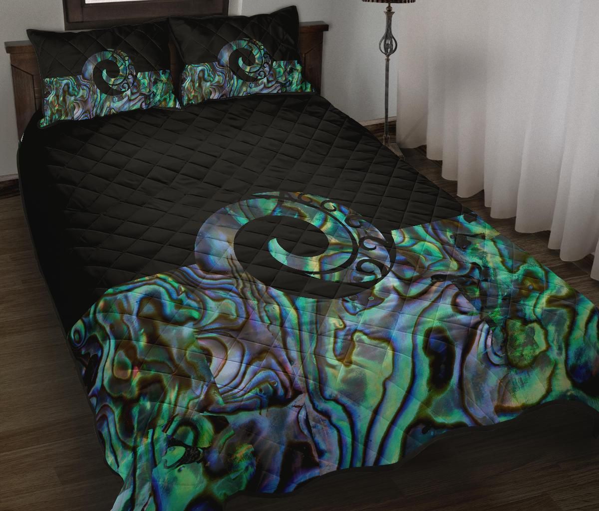 new-zealand-quilt-bed-set-koru-paua-shell-quilt-and-pillow-cover