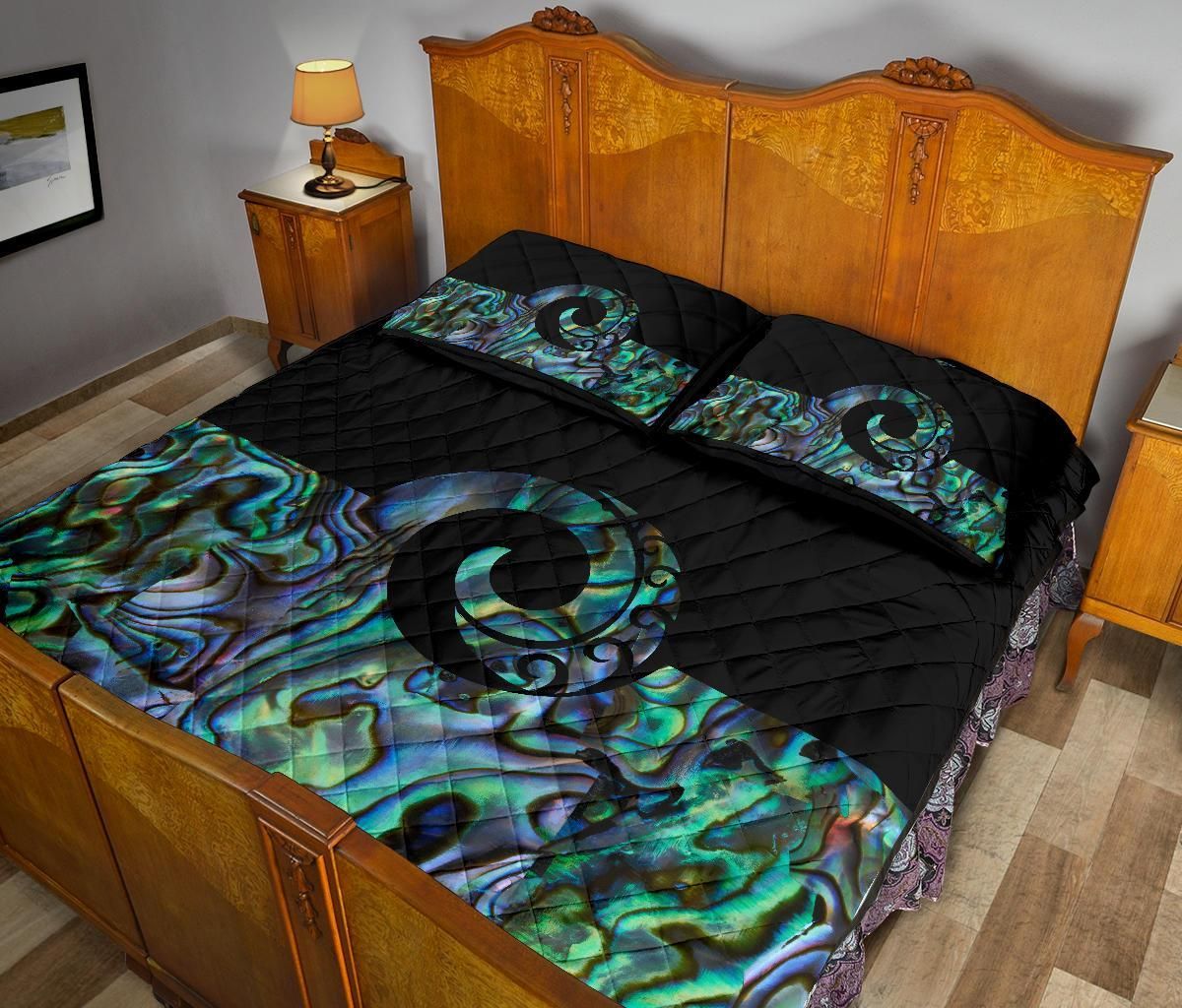 new-zealand-quilt-bed-set-koru-paua-shell-quilt-and-pillow-cover