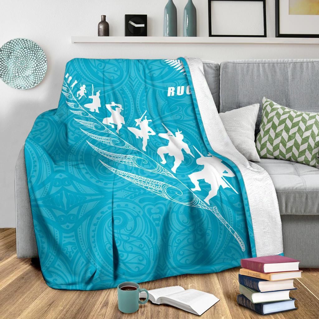 rugby-haka-fern-premium-blanket-blue